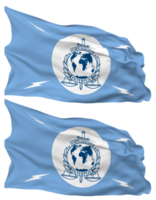 International Criminal Police Organization, ICPO, INTERPOL Flag Waves Isolated in Plain and Bump Texture, with Transparent Background, 3D Rendering png