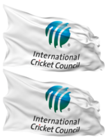 internazionale cricket consiglio, icc bandiera onde isolato nel pianura e urto struttura, con trasparente sfondo, 3d interpretazione png