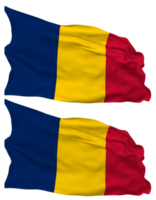 Chad Flag Waves Isolated in Plain and Bump Texture, with Transparent Background, 3D Rendering png