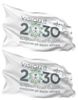 Saudi Vision 2030 Flag Waves Isolated in Plain and Bump Texture, with Transparent Background, 3D Rendering png