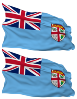 Fiji bandera olas aislado en llanura y bache textura, con transparente fondo, 3d representación png