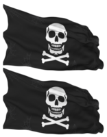 Skulls Danger Sign Flag Waves Isolated in Plain and Bump Texture, with Transparent Background, 3D Rendering png
