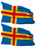 Aland Islands Flag Waves Isolated in Plain and Bump Texture, with Transparent Background, 3D Rendering png