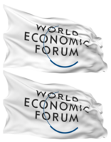 värld ekonomisk forum, wef flagga vågor isolerat i enkel och stöta textur, med transparent bakgrund, 3d tolkning png