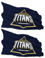 Gujarat titans, gt drapeau vagues isolé dans plaine et bosse texture, avec transparent arrière-plan, 3d le rendu png