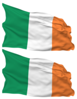 Ireland Flag Waves Isolated in Plain and Bump Texture, with Transparent Background, 3D Rendering png