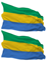 Gabon Flag Waves Isolated in Plain and Bump Texture, with Transparent Background, 3D Rendering png