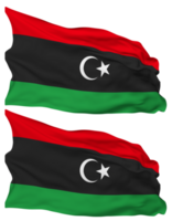 Libya Flag Waves Isolated in Plain and Bump Texture, with Transparent Background, 3D Rendering png