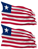 Liberia bandera olas aislado en llanura y bache textura, con transparente fondo, 3d representación png