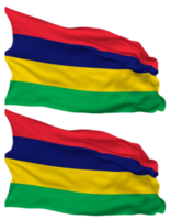 Mauritius Flag Waves Isolated in Plain and Bump Texture, with Transparent Background, 3D Rendering png