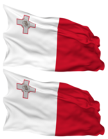 Malta bandera olas aislado en llanura y bache textura, con transparente fondo, 3d representación png