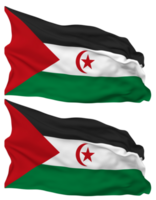 Sahrawi Arab Democratic Republic Flag Waves Isolated in Plain and Bump Texture, with Transparent Background, 3D Rendering png