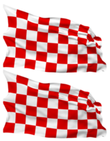 Racing Red and White Checkered Flag Waves Isolated in Plain and Bump Texture, with Transparent Background, 3D Rendering png