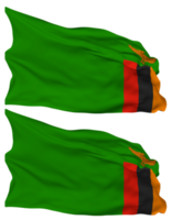 Zambia bandera olas aislado en llanura y bache textura, con transparente fondo, 3d representación png