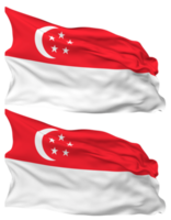 Singapore vlag golven geïsoleerd in duidelijk en buil textuur, met transparant achtergrond, 3d renderen png