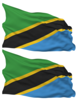 Tanzania Flag Waves Isolated in Plain and Bump Texture, with Transparent Background, 3D Rendering png