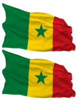 Senegal bandera olas aislado en llanura y bache textura, con transparente fondo, 3d representación png