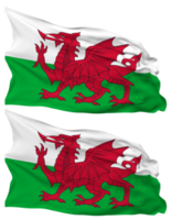 wales flagga vågor isolerat i enkel och stöta textur, med transparent bakgrund, 3d tolkning png