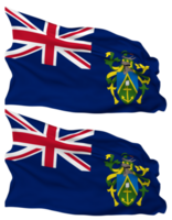 Pitcairn Inseln Flagge Wellen isoliert im einfach und stoßen Textur, mit transparent Hintergrund, 3d Rendern png