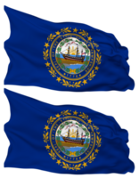State of New Hampshire Flag Waves Isolated in Plain and Bump Texture, with Transparent Background, 3D Rendering png