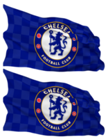 Chelsea fútbol americano club bandera olas aislado en llanura y bache textura, con transparente fondo, 3d representación png