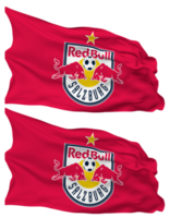 FC Red Bull Salzburg Flag Waves Isolated in Plain and Bump Texture, with Transparent Background, 3D Rendering png