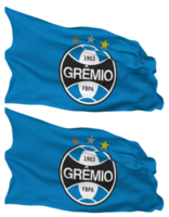 FT Gremio Flag Waves Isolated in Plain and Bump Texture, with Transparent Background, 3D Rendering png