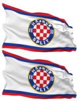 hrvatski nogometni club hajduk dividir, hk hajduk división bandera olas aislado en llanura y bache textura, con transparente fondo, 3d representación png
