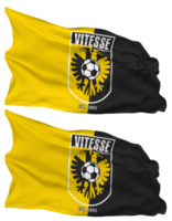 SBV Vitesse Arnhem Flag Waves Isolated in Plain and Bump Texture, with Transparent Background, 3D Rendering png