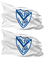 Club Atletico Velez Sarsfield Flag Waves Isolated in Plain and Bump Texture, with Transparent Background, 3D Rendering png