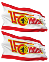 1 FC Union Berlin Flag Waves Isolated in Plain and Bump Texture, with Transparent Background, 3D Rendering png