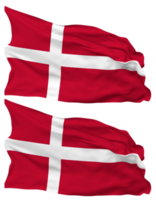 Dinamarca bandera olas aislado en llanura y bache textura, con transparente fondo, 3d representación png