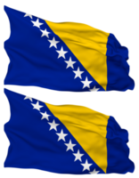 Bosnia and Herzegovina Flag Waves Isolated in Plain and Bump Texture, with Transparent Background, 3D Rendering png