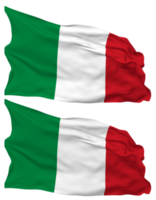 Italy Flag Waves Isolated in Plain and Bump Texture, with Transparent Background, 3D Rendering png