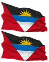 Antigua and Barbuda Flag Waves Isolated in Plain and Bump Texture, with Transparent Background, 3D Rendering png