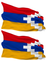 artsakh Flagge Wellen isoliert im einfach und stoßen Textur, mit transparent Hintergrund, 3d Rendern png