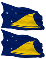 Tokelau Islands Flag Waves Isolated in Plain and Bump Texture, with Transparent Background, 3D Rendering png