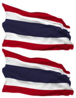 Tailandia bandera olas aislado en llanura y bache textura, con transparente fondo, 3d representación png