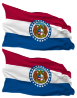 State of Missouri Flag Waves Isolated in Plain and Bump Texture, with Transparent Background, 3D Rendering png