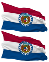 State of Missouri Flag Waves Isolated in Plain and Bump Texture, with Transparent Background, 3D Rendering png