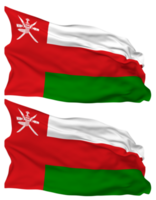 Oman vlag golven geïsoleerd in duidelijk en buil textuur, met transparant achtergrond, 3d renderen png