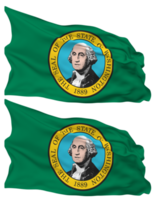 State of Washington Flag Waves Isolated in Plain and Bump Texture, with Transparent Background, 3D Rendering png