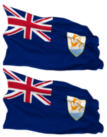 Anguilla vlag golven geïsoleerd in duidelijk en buil textuur, met transparant achtergrond, 3d renderen png