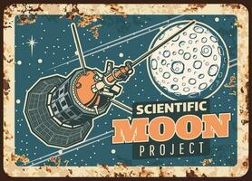 Moon project vector rusty metal plate, poster