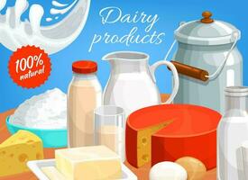 Dairy products vector curd, butter, cheese, cream