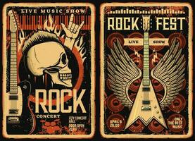 Rock fest posters flyers, concert music festival vector