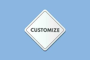 Customize text Button. Customize Sign Icon Label Sticker Web Buttons vector