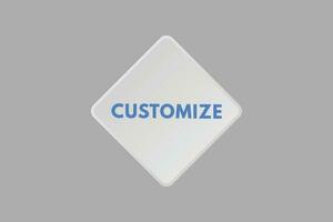 Customize text Button. Customize Sign Icon Label Sticker Web Buttons vector