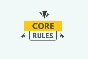 Core Rules text Button. Core Rules Sign Icon Label Sticker Web Buttons vector