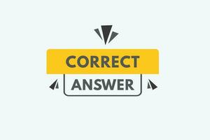 Correct Answer text Button. Correct Answer Sign Icon Label Sticker Web Buttons vector